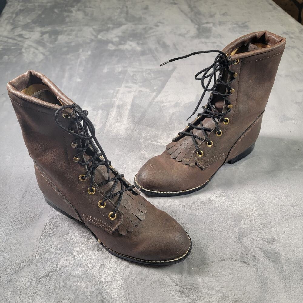 Bronco All American Women’s Roper Boots Size 5.5D Lace Up Western Tassel